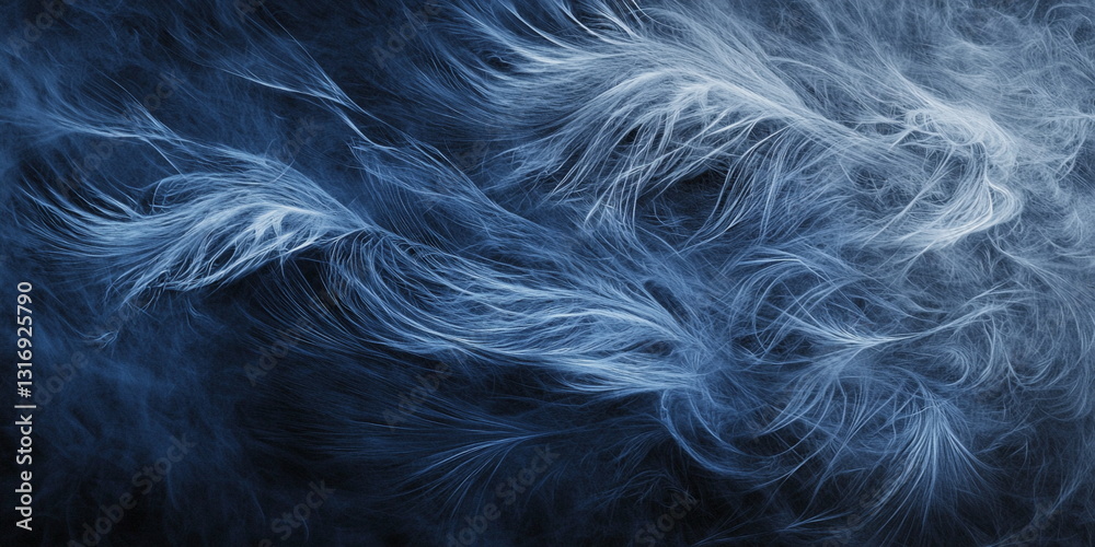 Obraz premium Deep blue abstract background. Imitation of the texture of light white feathers