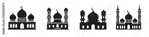 Vector Mosque Silhouette Icon Set