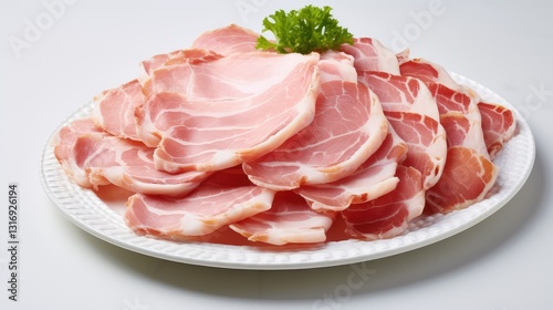 serving ham on white photo