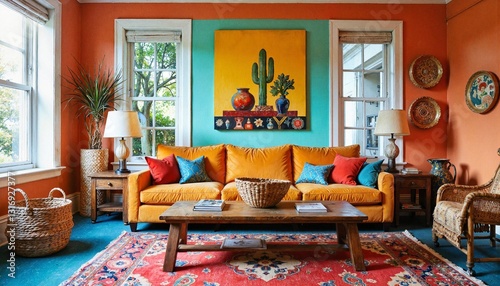 Vibrant Southwest Living Room in Warm Tones
