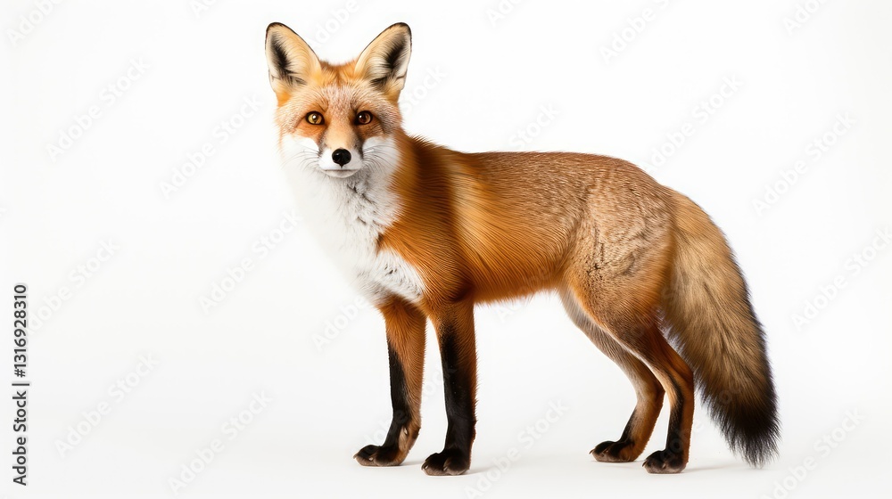 Fototapeta premium fur fox white background