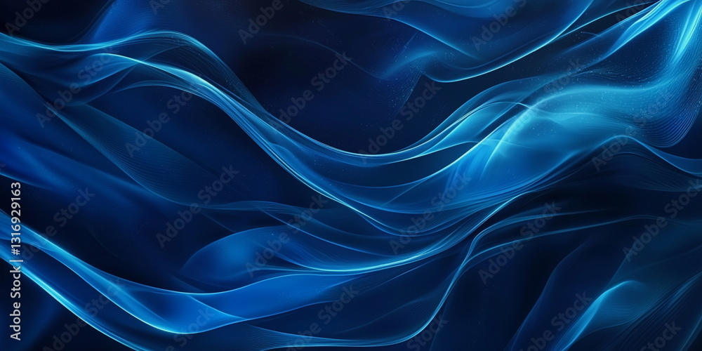 Obraz premium deep blue abstract background, white smooth lines