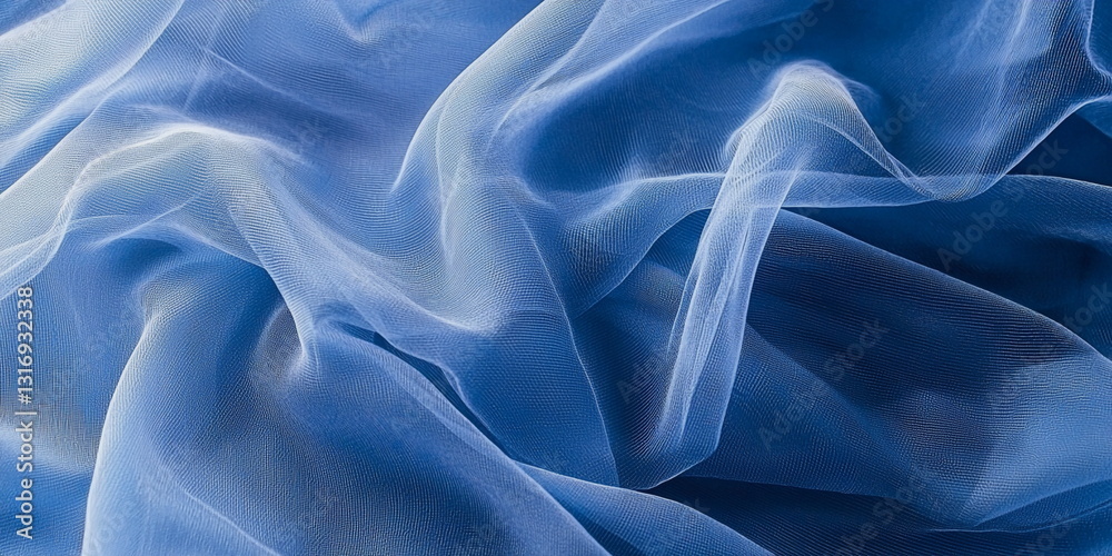 Obraz premium Deep blue abstract background. Light veil texture, soft folds