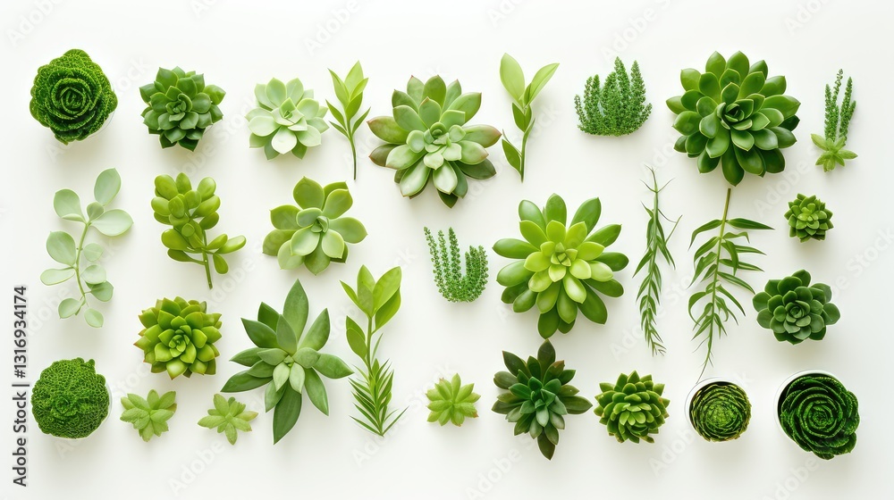 Obraz premium succulents green flat lay