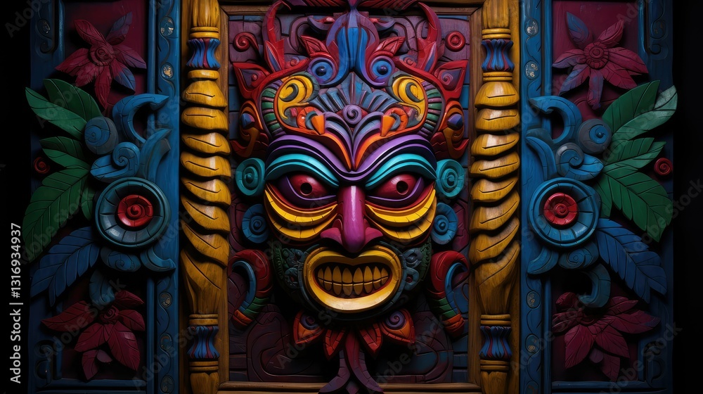 Fototapeta premium carved mask door