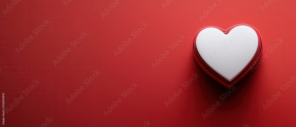 Minimalist red backdrop with a white heart symbol for love and affection for romantic backgrounds and valentine's day celebration Minimalist red backdrop with a white heart symbol for love and affection for romantic backgrounds and valentine's day celebration