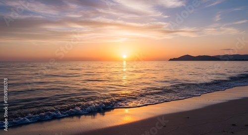 Serene Beach Sunrise with Crystal Clear Water