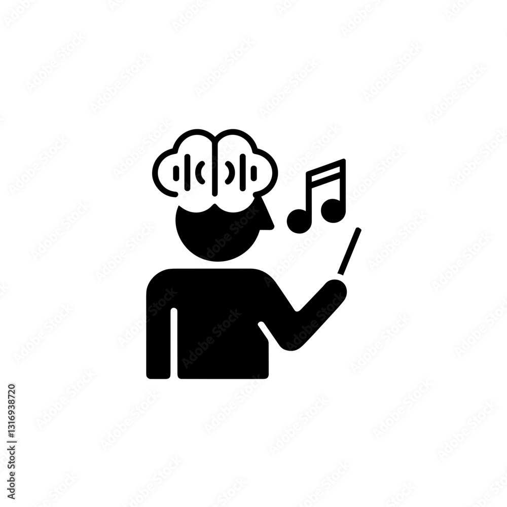 AI-powered brain conducting music with digital intelligence. AI-powered brain conducting music with digital intelligence.