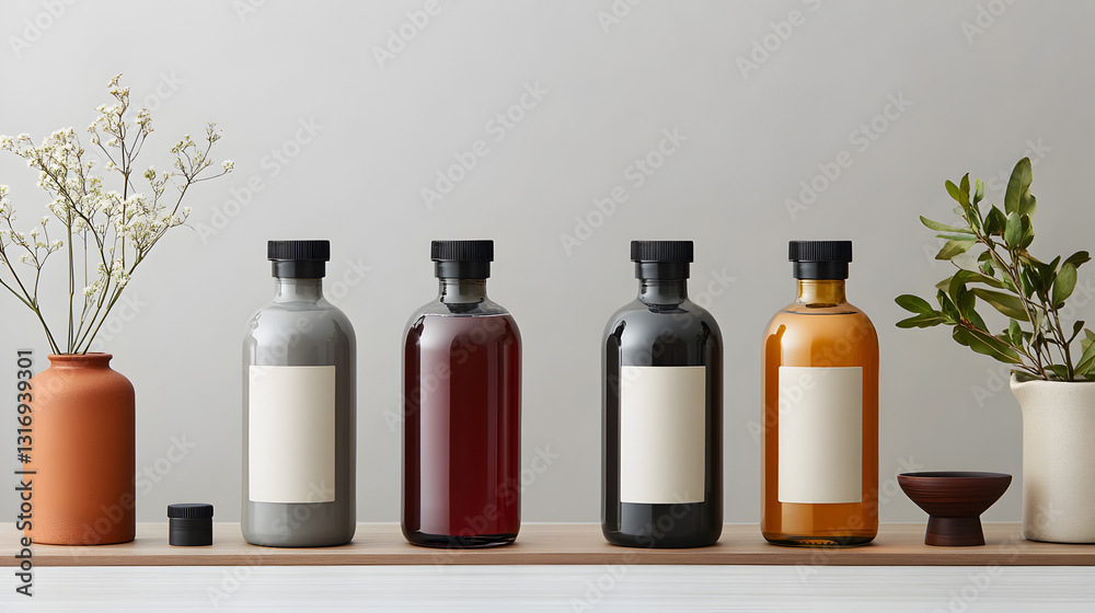 Minimalist bottle display modern product photography for a calm home environment