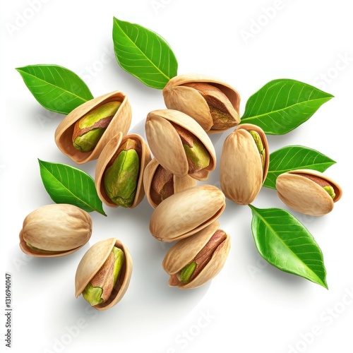 Wallpaper Mural Fresh pistachios with leaves (2) Torontodigital.ca