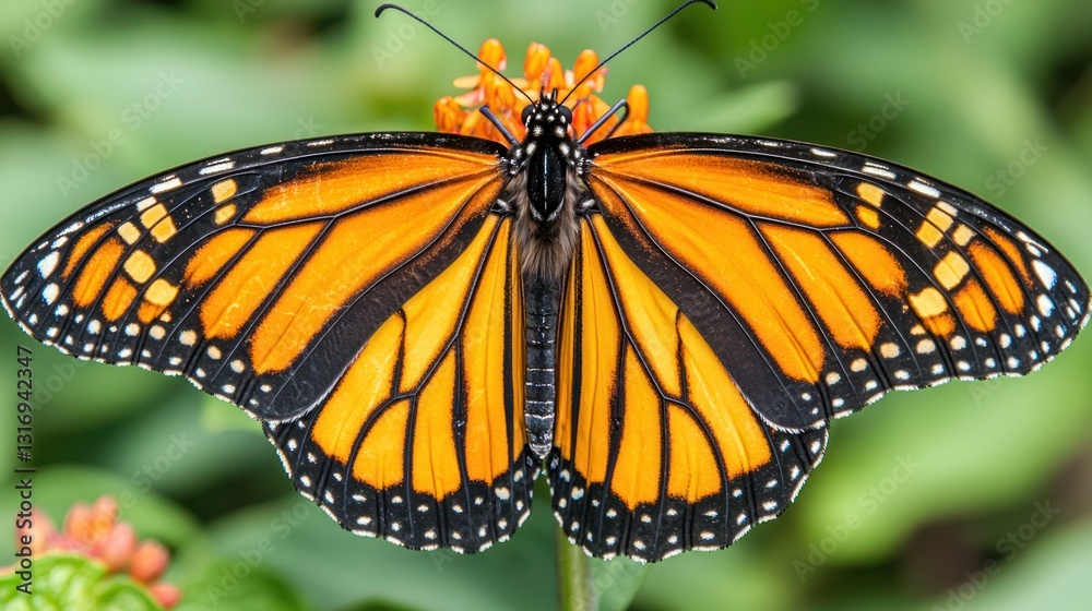 Fototapeta premium Close-up of a monarch butterfly on a flower.