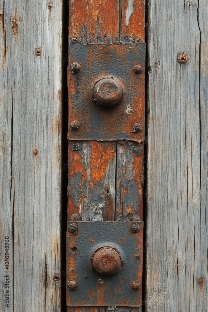 Fototapeta premium Weathered Wood and Rusty Metal Detail Capturing the Essence of Time and Decay in a Close Up Shot Revealing Texture and Color