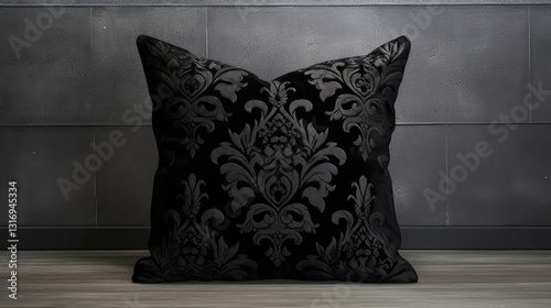 throw damask pattern black