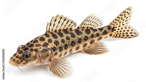 Leopard pleco fish isolated on white background