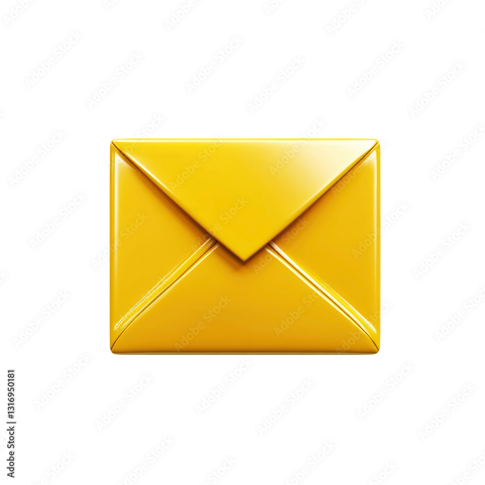 3D Render of a Shiny Yellow Envelope Icon 3D Render of a Shiny Yellow Envelope Icon
