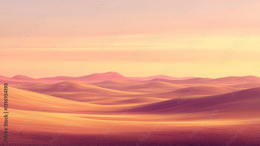 Soft sunset light over rolling desert dunes. Soft sunset light over rolling desert dunes.