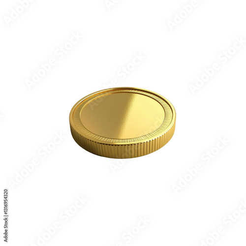 Single Golden Coin, 3D Render of a Blank Gold Coin, Cryptocurrency, Wealth, Success