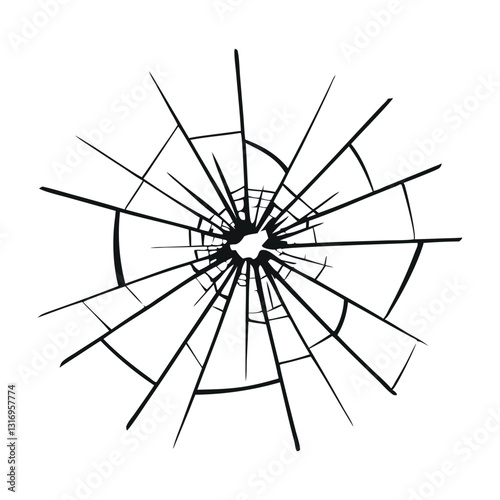 Abstract Spider Web Broken Glass Cracked Windshield Art