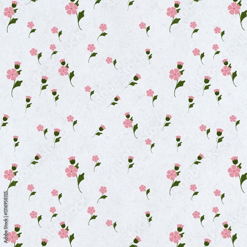 Fototapeta Naklejka Na Ścianę i Meble -  Seamless pattern, pink flowers, watercolor pattern background.