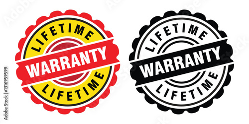 Lifetime Warranty Icon Collection, Symbol, Sign, Stamp, Vector Illustration.