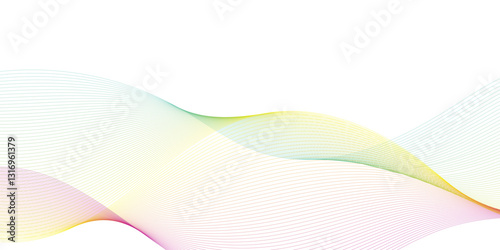 Abstract frequency sound wavy, twisted curve lines with blend effect. Technology abstract wavy curve lines on transparent background.  Abstract business wave curve lines background. Vector 