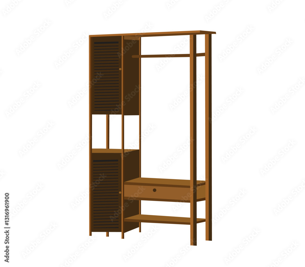 A wooden closet with a wooden shelf and a drawer, rustic brown furniture design for decor A wooden closet with a wooden shelf and a drawer, rustic brown furniture design for decor
