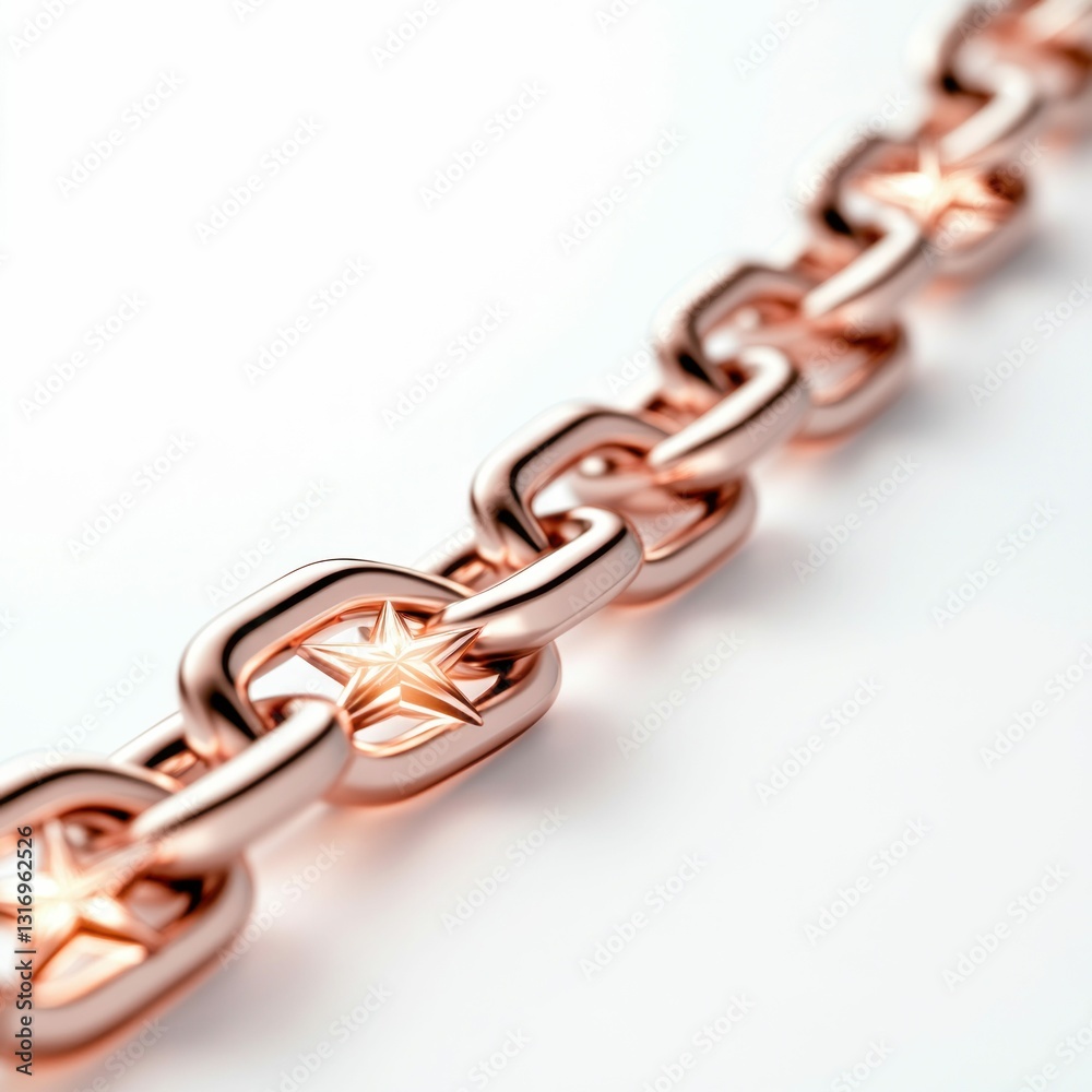 Obraz premium Metal Chains with Star Elements Isolated on White Background