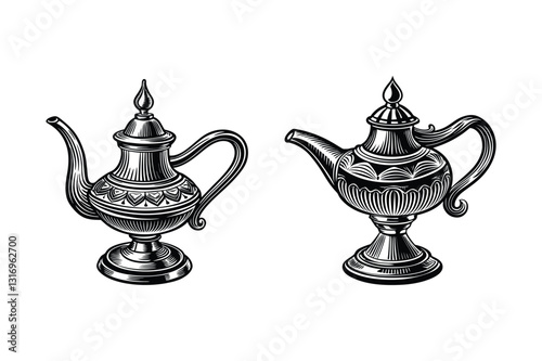 Handcrafted Traditional Oil Lamp set with Exquisite Detailing
