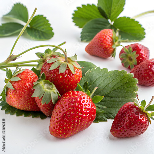 strawberries on white background