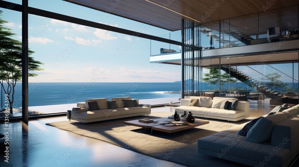 Fototapeta premium floor modern house with windows