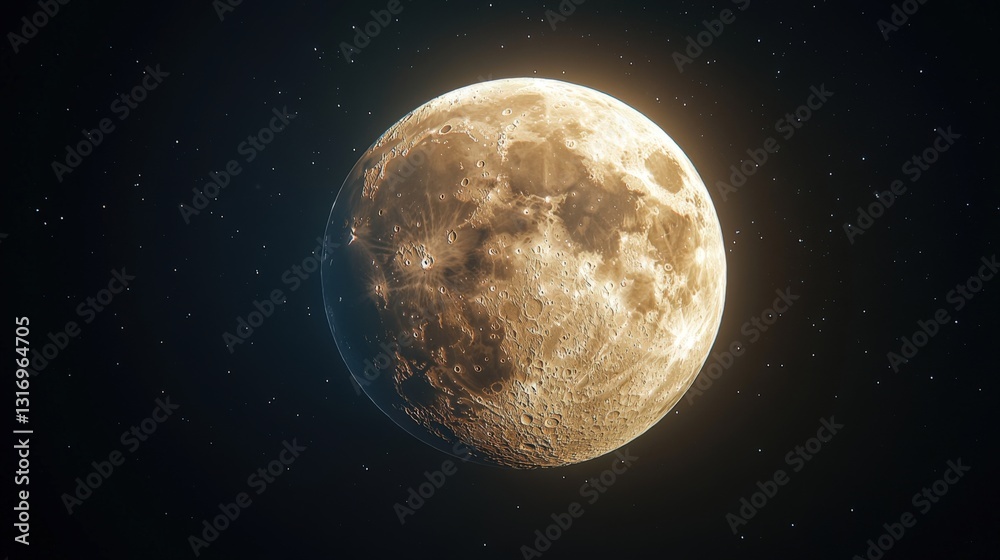 Fototapeta premium Full moon in starry night sky