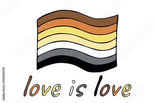 Colorful Bear brotherhood pride flag Happy pride day LGBTQ community Pride Month Vector hand drawn doodle for posters, stickers, logo, cards