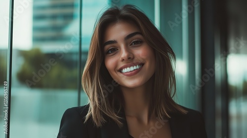 Beautiful Smiling Business Woman in Business Suit at Office Window, Professional Profile Picture, Minimalist Interior Free Download Beautiful Smiling Business Woman in Business Suit at Office Window, Professional Profile Picture, Minimalist Interior - GFXLoad