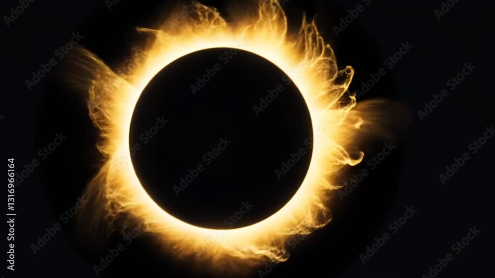 Abstract Animation of a Total Solar Eclipse with Fiery Plasma, perfect for Background