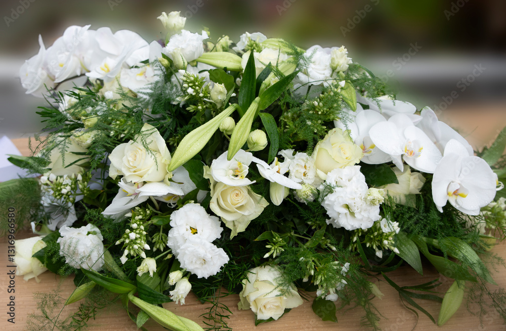 white funeral flowers