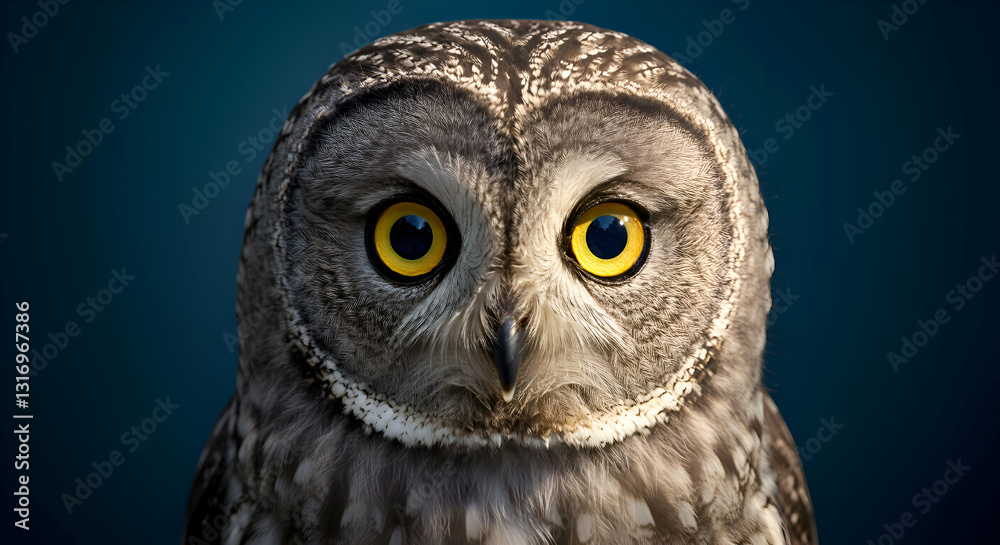 Fototapeta premium Owl with a Piercing Gaze at the Camera