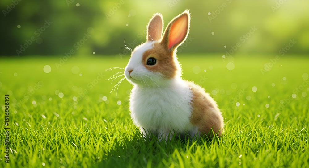 Obraz premium Rabbit Resting in Green Grass
