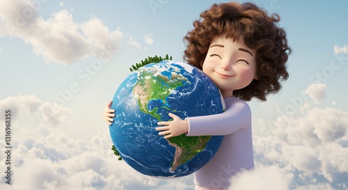 A smiling girl holding a globe, representing the world, education, and global travel