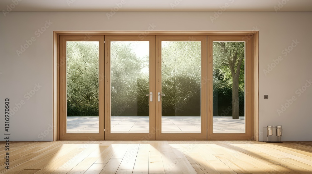 Obraz premium minimalist wooden double door