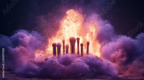 Makeup Brushes in Fiery Cloud Display