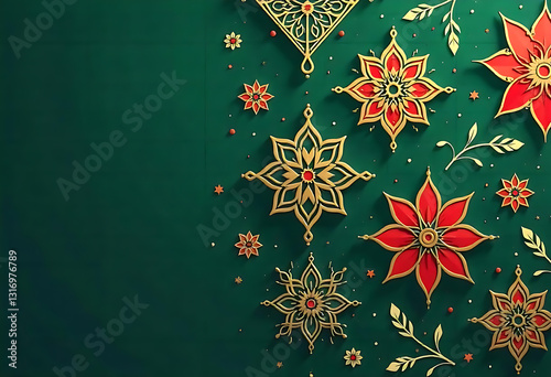 Islamic geometric and flower images for Eid greeting cards

