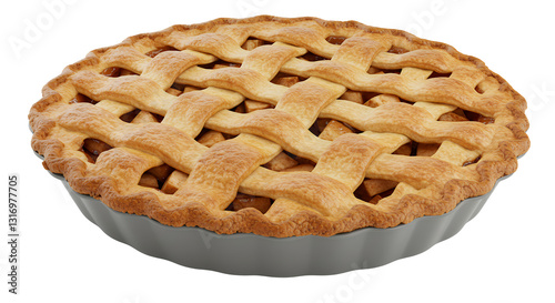 Delicious Baked Apple Pie with Lattice Crust on a Table
