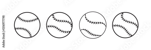 baseball ball line vector illustration