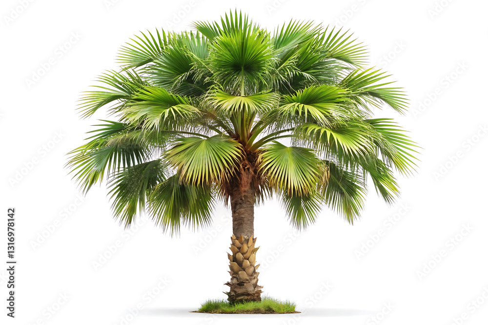 Fototapeta premium long palmyra palm tree isolated on white background