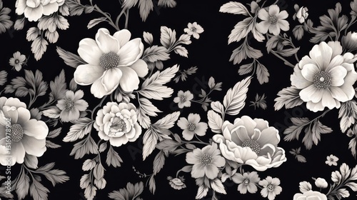 classic black and white floral background