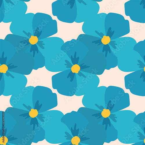 Vector Large scale retro vintage blue floral pattern