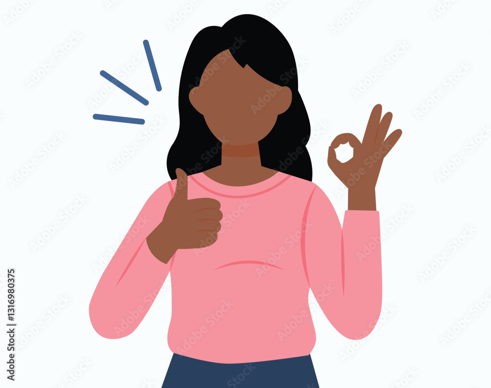 Approved gesture and Ok sign concept illustration. Approved gesture and Ok sign concept illustration.