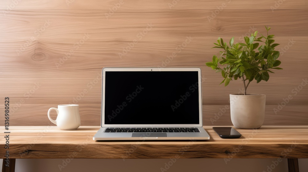 Fototapeta premium workspace computer on wood desk