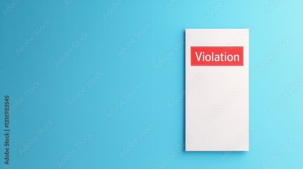 Page with Red Violation Notice on Bright Blue Background Page with Red Violation Notice on Bright Blue Background