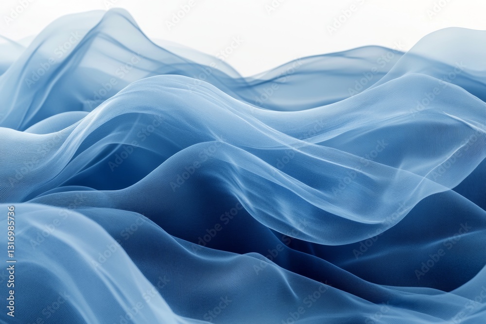 Fototapeta premium Fluid abstract waves with soft curves and a smooth, silky texture in blue tones. A modern and elegant digital background, evoking serenity and motion with artistic flowing patterns.